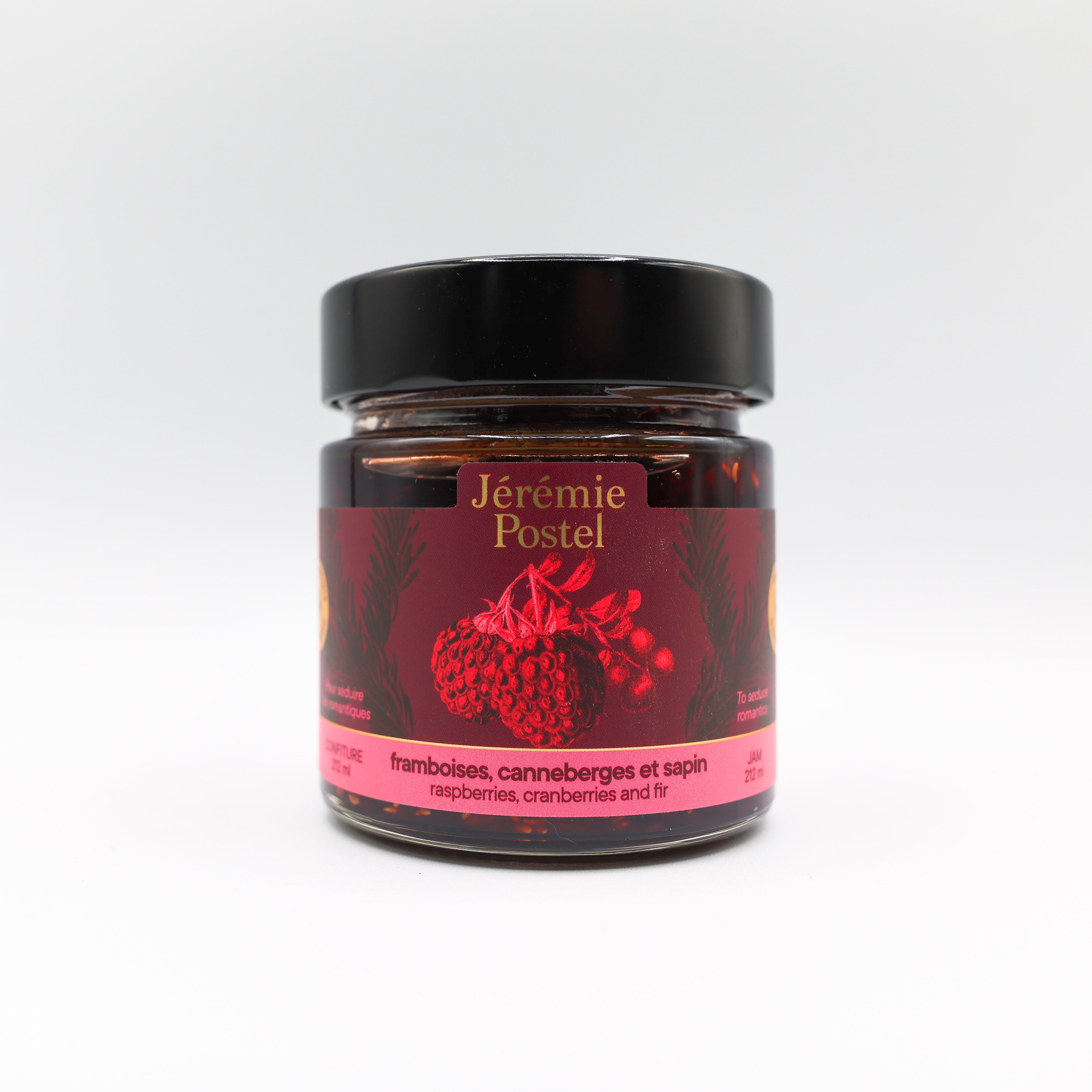 Confiture framboises, canneberges et Sapin