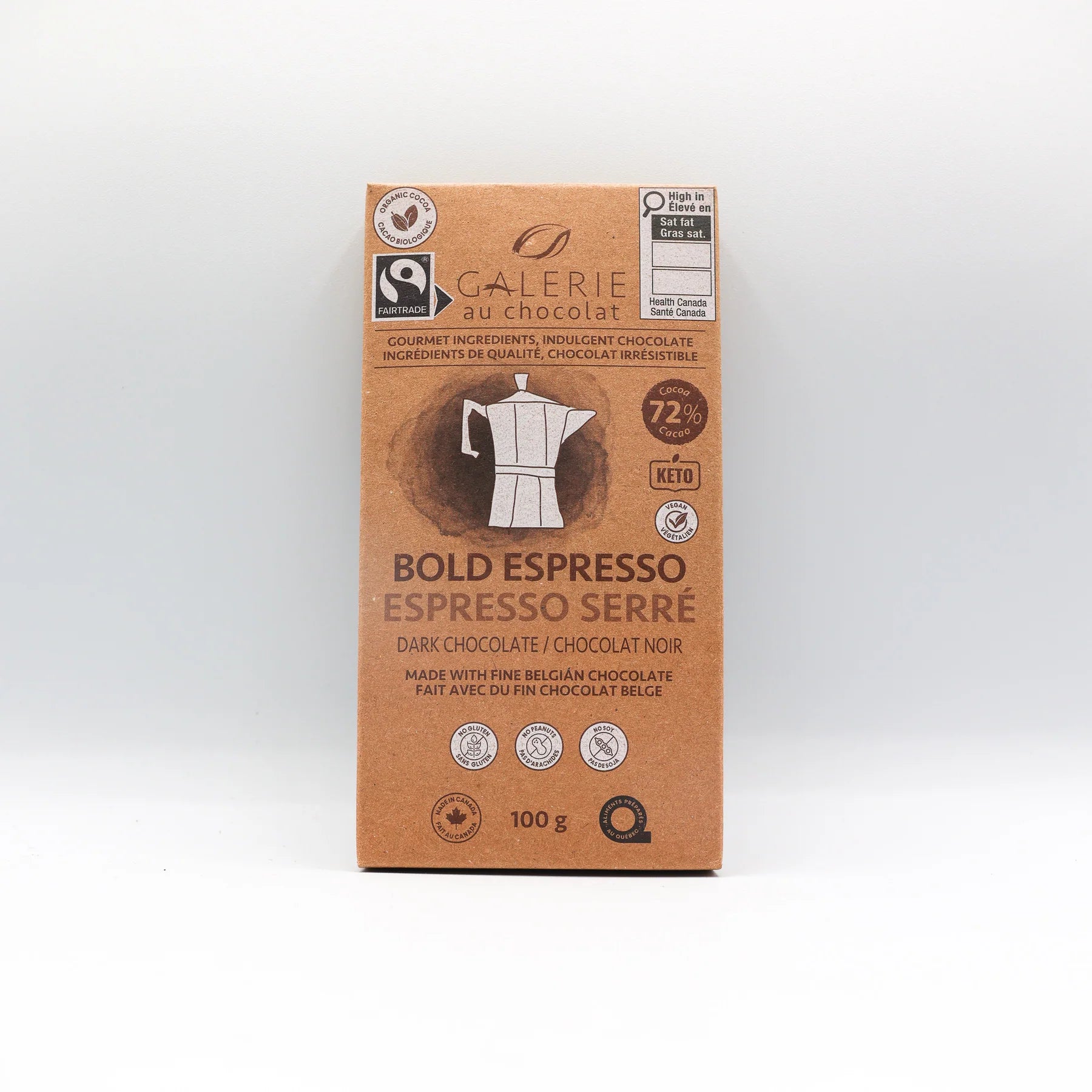 Chocolat bio noir espresso serré